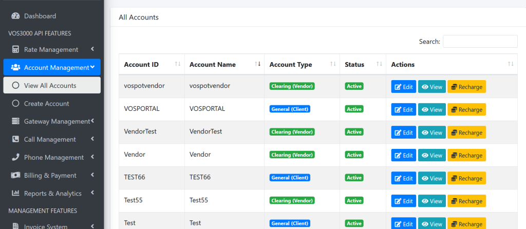 VOS3000 Web Management with API System 2 VOS3000 Web Management System 2